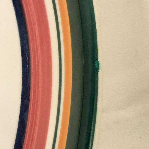 Tre Ci Pasta Serving Bowl Italy Signed Large 13 inch Red Green Border - Picture 5 of 6